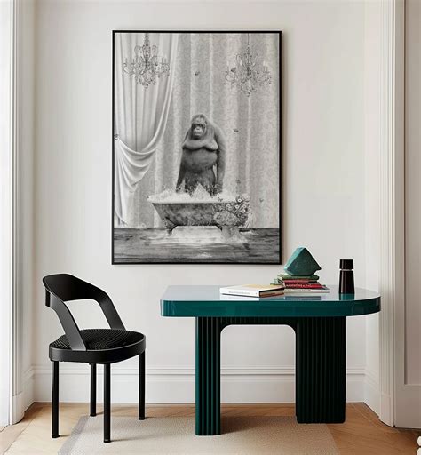 Orangutan and Bubbles Black and White Wall Art Print – Asianmonk