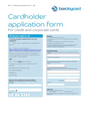 UK Barclaycard AGT Cardholder Application Form 2022-2025 - Fill and ...