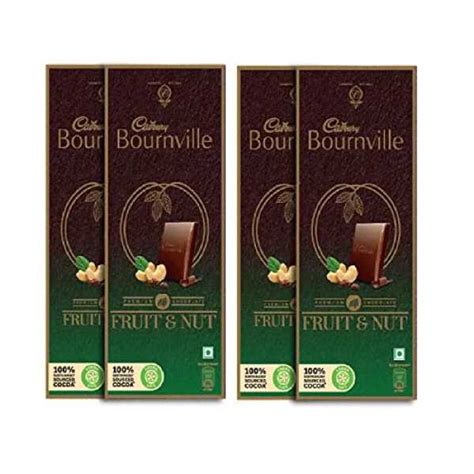 Cadbury Bournville Fruit and Nut Dark Chocolate Bar, 80g (Pack of 4 ...