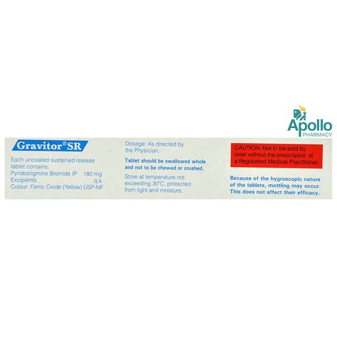 Gravitor SR Tablet 10's Price, Uses, Side Effects, Composition - Apollo ...
