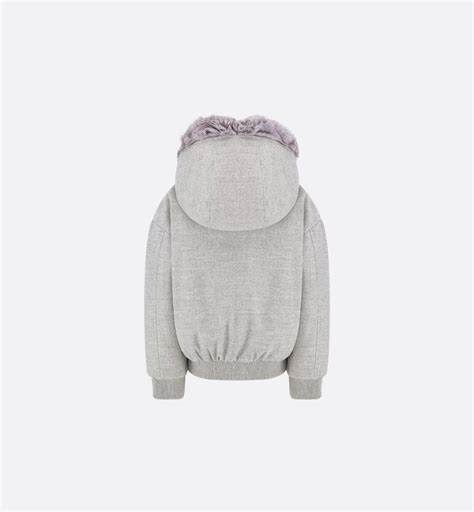 Kids' Hooded Jacket Gray Water-Repellent Wool Blend with Flannel Effect ...
