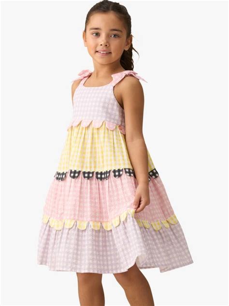 Angel & Rocket Kids' Check Tiered Sundress, Multi