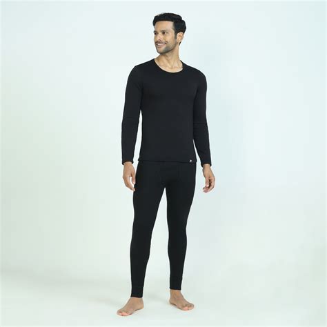 Full Sleeves Thermals Fleece Vest For Men Pitch Black - XYXX Crew