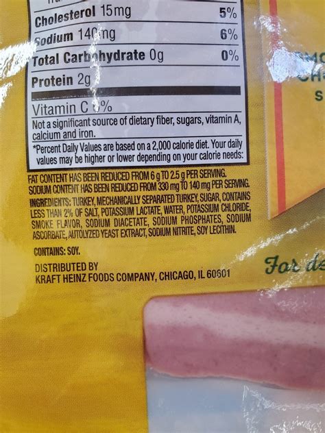 Oscar Mayer Bacon Nutrition