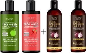 OLIXO Normal Face Wash ( 100 ml X 2 no) And Onion Black Seed Hair oil ...