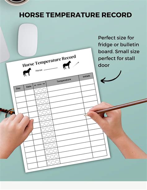 Horse Temperature Record Chart, Temperature Tracker, Temperature Log ...