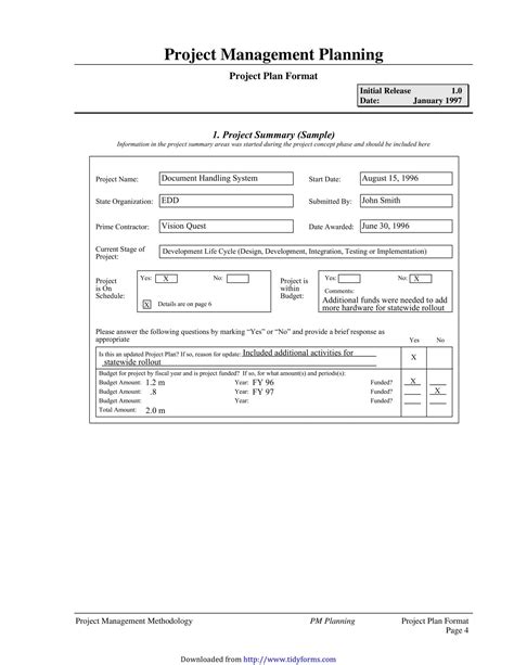 Image result for Free Project Plan Examples