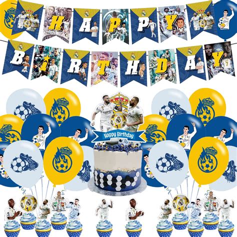 Soccer Madrid Birthday Party Decorations, Real Madrid Theme Party ...