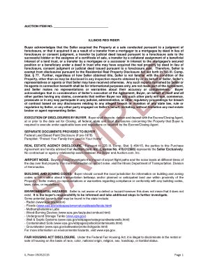 Fillable Online ILLINOIS REO RIDER Fax Email Print - pdfFiller