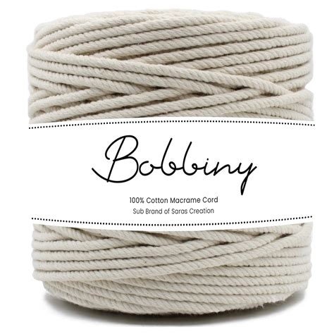 BOBBINY Twisted Macrame Rope 6mm, 25Meter - Off White Natural Cotton ...