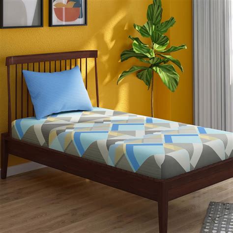 Buy PORTICO Hashtag Blue Printed Cotton Single Bedsheet Set - 224x150cm ...