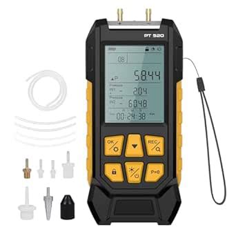 PT520 Manometer Gas Pressure Tester,Digital Manometer,Dual Port Air ...