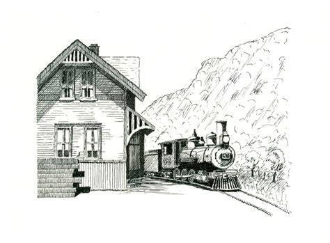 Railway Station Drawing Local Train 的图像结果