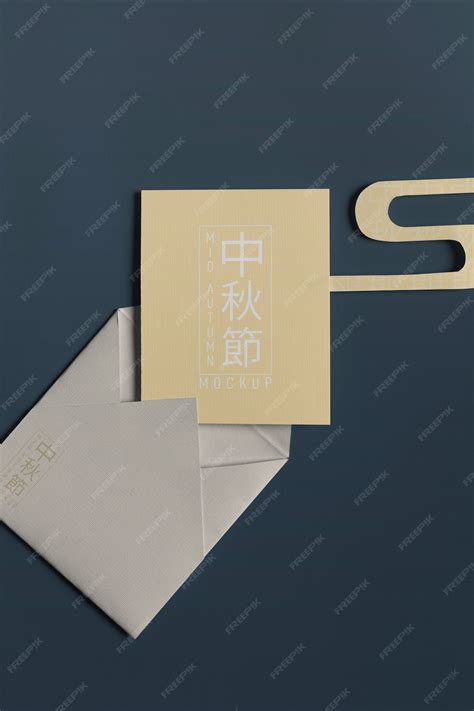 Premium PSD | Mid-autumn festival stationery with envelope and card