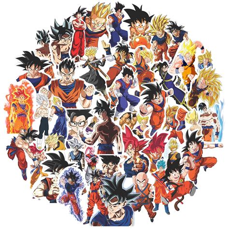 Clickedin - Anime Dragon Ball Self-Adhesive Stickers, No Duplicate 50 ...