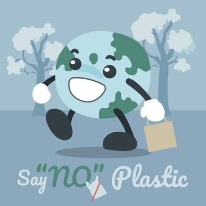 say no to plastic sticker poster|save environment|NO plastic|save earth ...