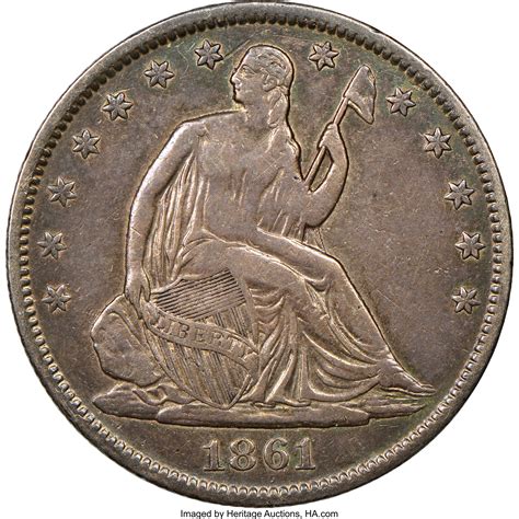 1861 50C Original Confederate States of America Half Dollar PR40 | Lot ...
