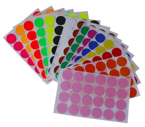 Royal Green Round stickers 1" inch in 15 coloured sticker dots 25 mm ...