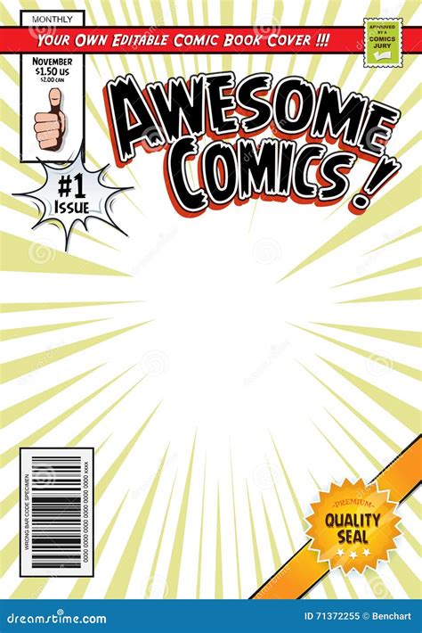 Comic Book Cover Template stock vector. Illustration of cover - 71372255