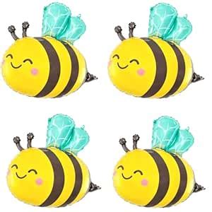 Happyay 6 PCS Bee Balloon Yellow and Black Bee Foil Mylar Balloons for ...