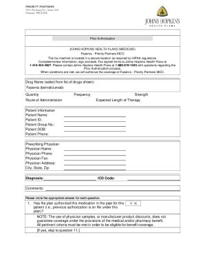 Fillable Online Prior Authorization for Fasenra - Johns Hopkins Health ...