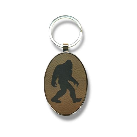 Keychain - Oval/Metal - Bigfoot Sasquatch - Leather | Michaels