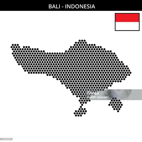 Medium Hexagonal Dotted Map Of Bali In Indonesia Stock Illustration - Download Image Now - Art ...