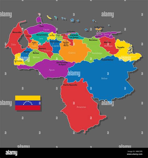 Vector map of Venezuela with names of cities and with borders city Stock Vector Image & Art - Alamy