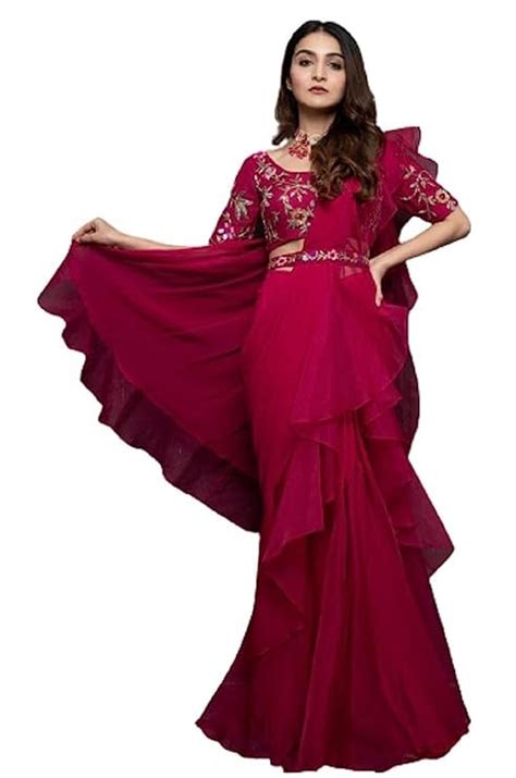 Buy VS FASHION Ready To Wear Lehenga Saree & Belt Set For Women ...