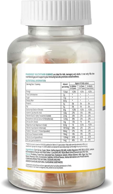 Buy PHARMEASY MULTIVITAMIN GUMMIES FOR KIDS AND ADULTS LEMON ...