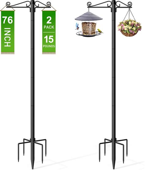 Amazon.com: FEMOND Shepherds Hooks for Outdoor 76 inch Bird Feeder Pole ...