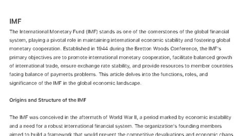 IMF: Functions, Roles, and Importance in Global Economy - Studocu