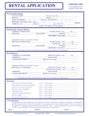 RENTAL APPLICATION - Rental Protection Agency - Fill and Sign Printable ...