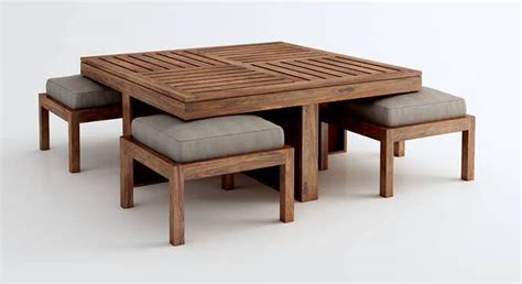 PRP MODERN FURNITURE Sheesham Wood Center Coffee Table with 4 Cushion ...