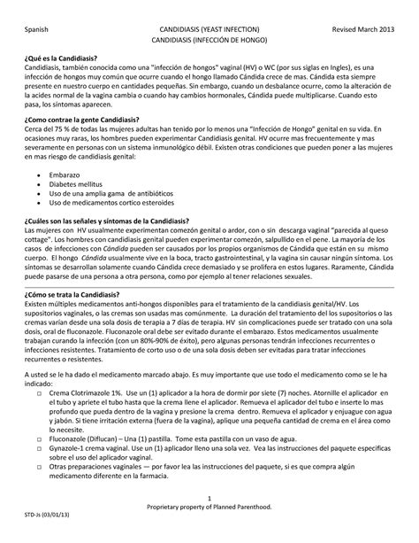 Std-js pes yeast infection spanish - Spanish CANDIDIASIS (YEAST ...