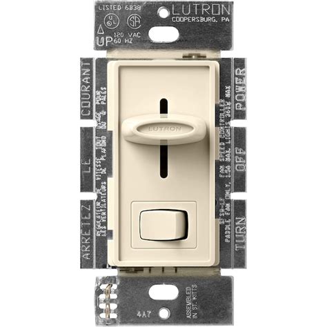 Lutron Skylark 1.5-Amp 3-speed Wired Slide Fan Control, Almond SFSQ-LF ...
