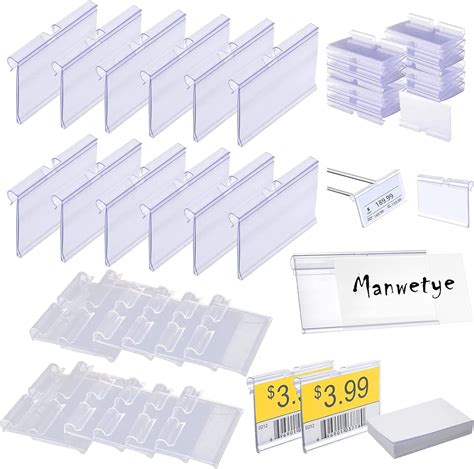 100 PCS Price Label Holder,Clear Plastic Label Holders for Wire Shelf ...