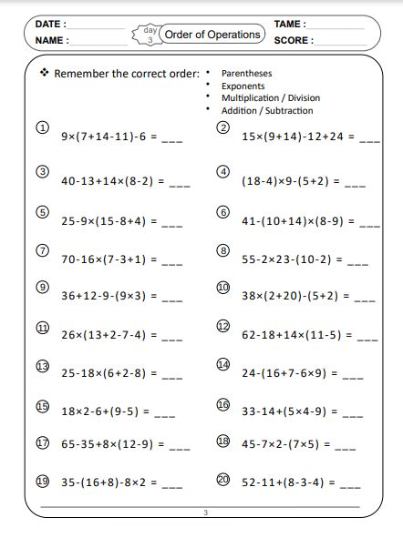 Image result for Basic Math Operations Worksheet