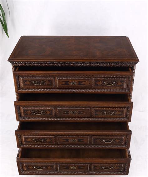 Heavily Carved Spanish Style 4 Drawers Commode Chest of Drawers Dresser ...