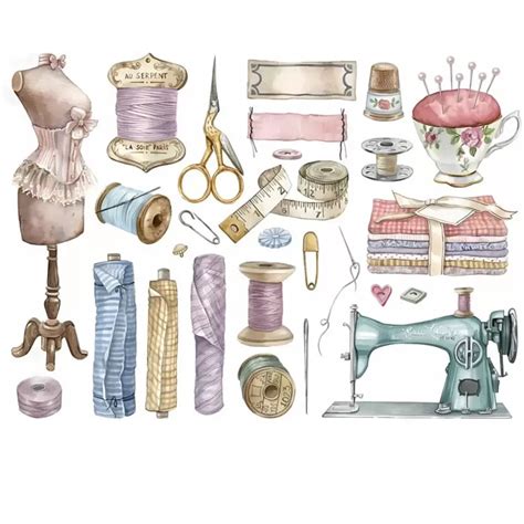 10 Styles Vintage Sewing Sticker Set For Scrapbook, Journal, Planner ...