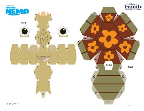 PaperToy_Disney - Find Nemo Squirt 3D Papercraft-1 Paper Fish, 3d Paper ...