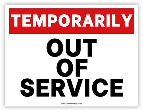 Out of Service Printable Sign (Free PDF Download) - Simply Love Coloring