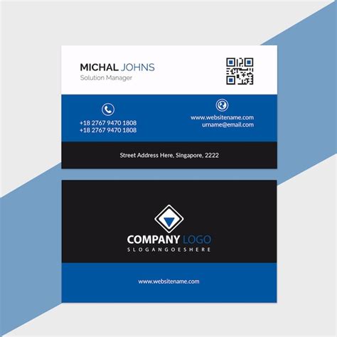 Business card template blue and black | Premium Vector