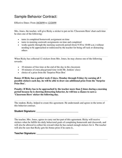 Free Printable Behavior Contract Templates [PDF, Word] Home, Adults