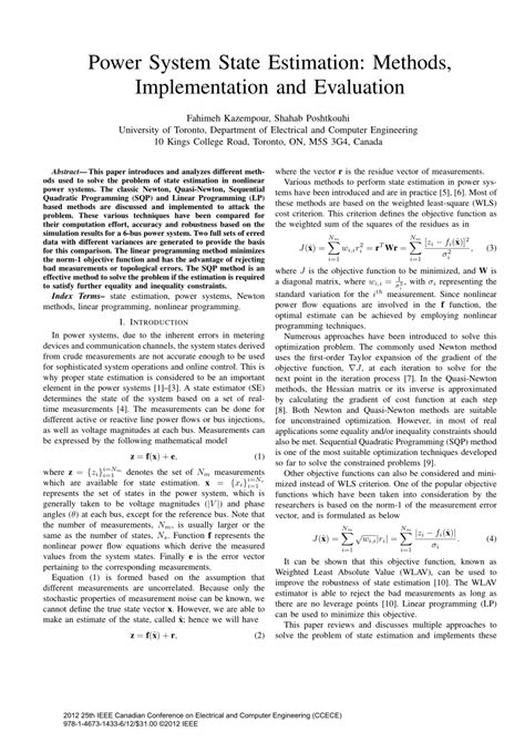 Image result for State Estimation of Power Systems with R Matrix