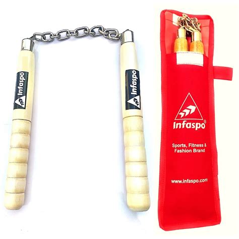 Infaspo Nunchaku Wooden with Cover for Taekwondo, Martial Arts, Kung Fu ...