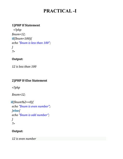 Practical 1 - PRACTICAL -I 1)PHP If Statement