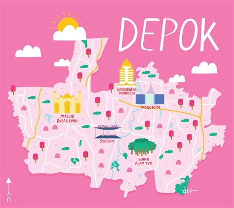 Depok Map Illustration on Behance | Illustrated map, City maps illustration, Depok