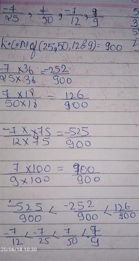 -7/25 ,7/50 ,-7/12 ,7/9 arrange the following rational number in ...