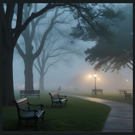 Misty morning a tranquil park Vectors - Download Free High-Quality ...